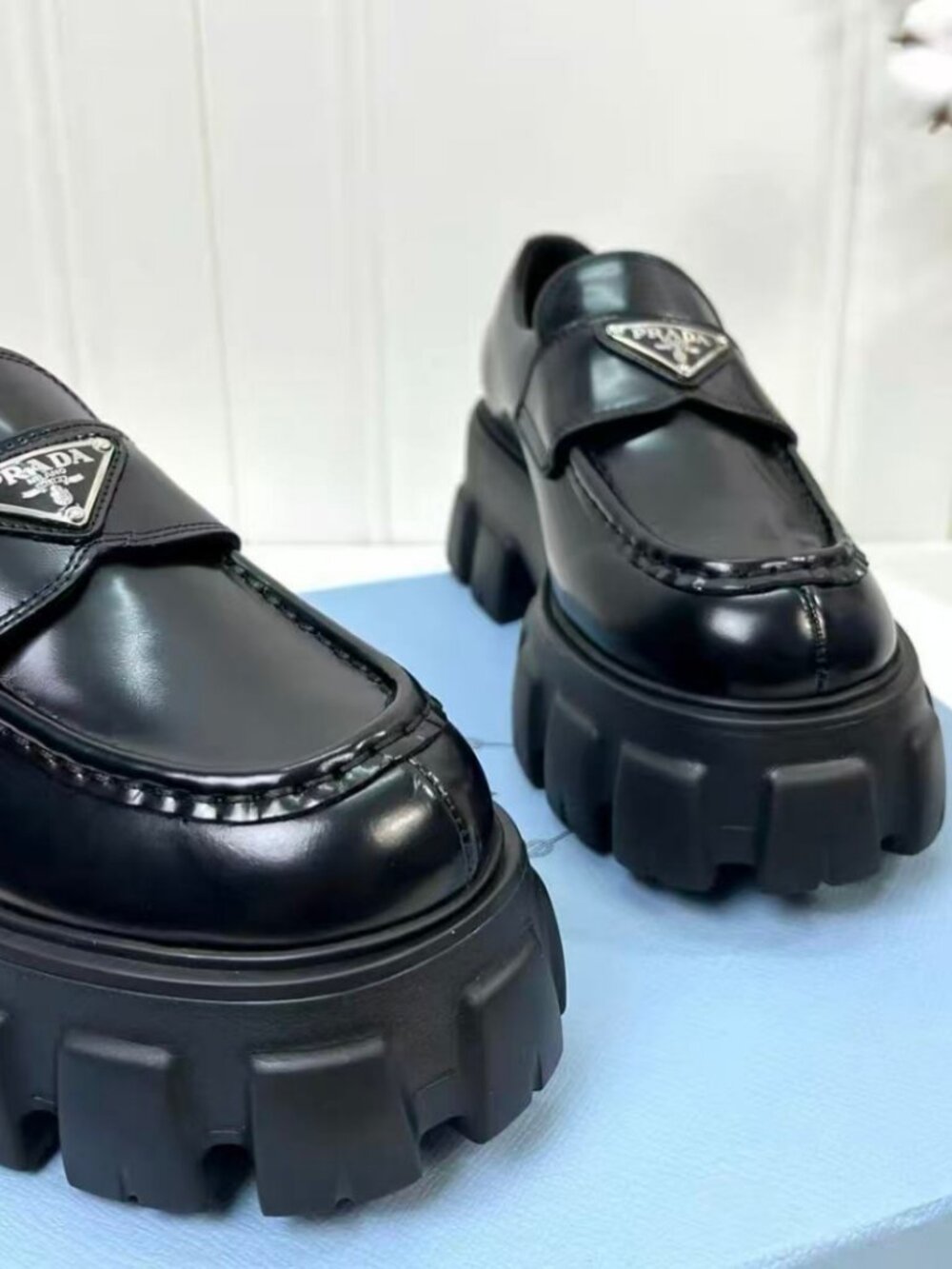 🐕Prada Triangle Logo Lug Sole Loafers - Picture 4 of 8